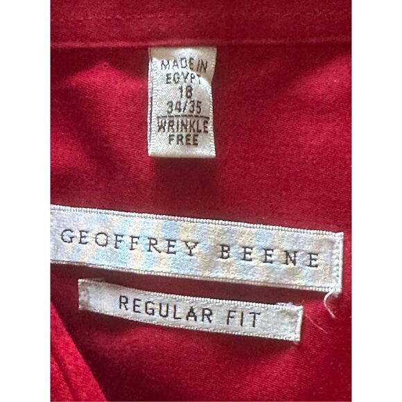Geoffrey Beene Red Regular Fit Wrinkle Free Button-up Dress Shirt Mens Size 18 - Picture 2 of 5
